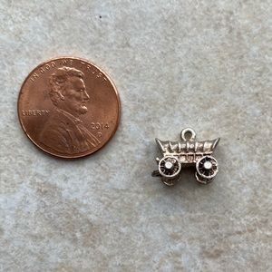 Rare Tiny Vintage Covered Wagon Jewelry Charm Probably Sterling Silver